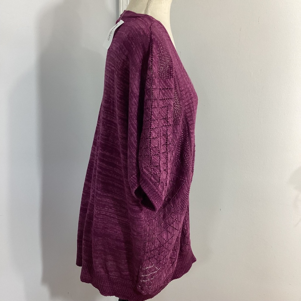 NWT DRESS BARN WOMAN 1X MELANGE PLUM CROCHET SWEATER VEST  V-NECK PULLOVER - Picture 5 of 11